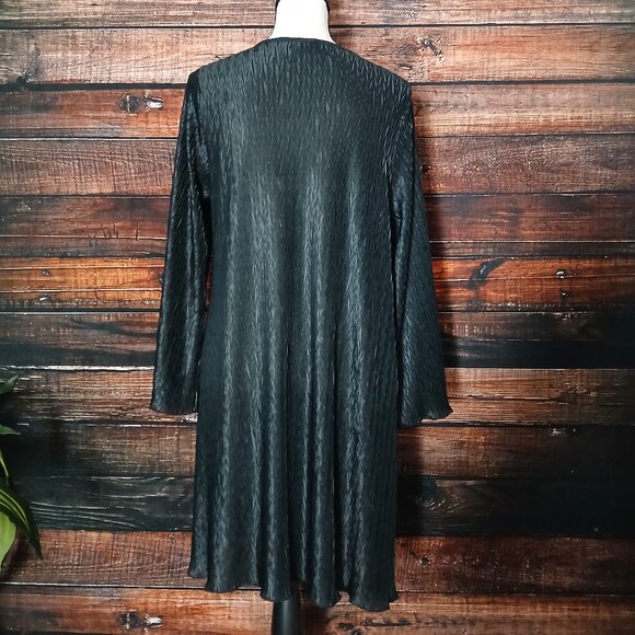LA II Vintage Negligee Robe Small Black Gothic Flare Sleeve Tie Front USA Made - Picture 5 of 10